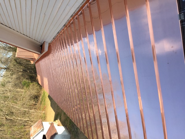 Standing-seam copper roof on the Bond Swamp Visitor Center near Macon, Georgia