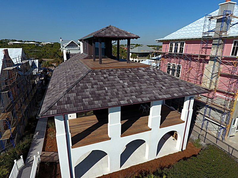 Beachfront home with Ludowici shake tile roof and tower